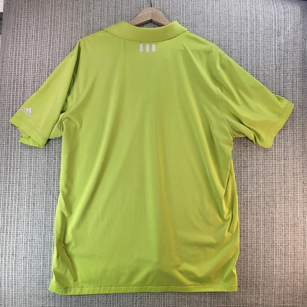 Adidas Polo Shirt Mens XL Lime Green Puremotion Golf‎ Performance 3-Stripes